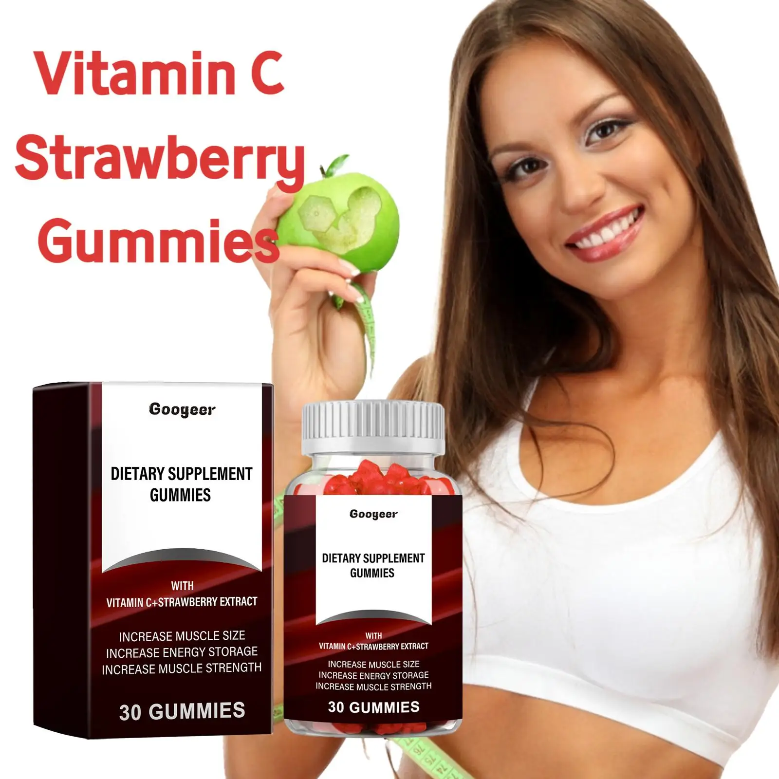 

Googeer 30pcs Vitamin C Strawberry Gummies Boost Immunity Digestion Energy Support Vitamin Supplement Sweet Vitamin C Gummies