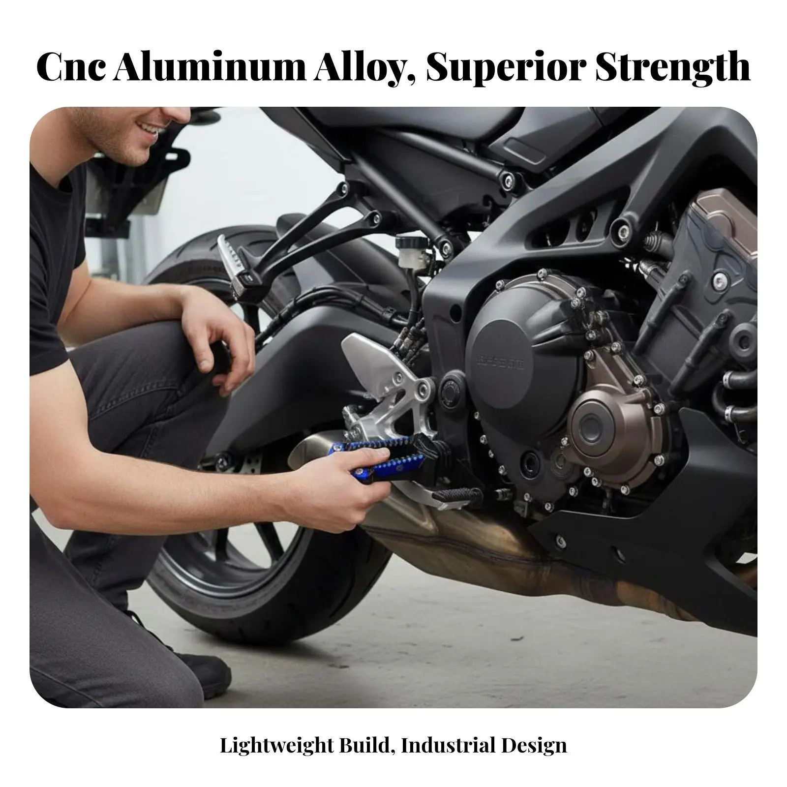 2 Pieces CNC Aluminum Motorcycle Footpegs Lightweight Anti-Slip Surface Rear Passenger Pegs for Enhanced Riding Experience