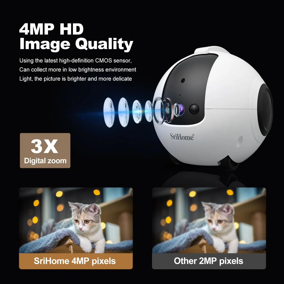 

HD Wifi Camera 360° Pet Robot Toys Interactive Pets Camera 1080P Full Move Freely 2-Way Audio APP Remote Control Long Standby