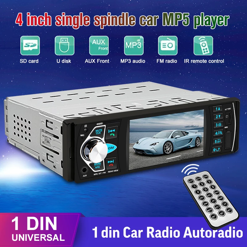 Ahoudy Universal 1 Din 4 Inch Car Radio Multimedia MP5 Player Touch Screen with Knob USB Bluetooth FM Mirror Link Autoradio