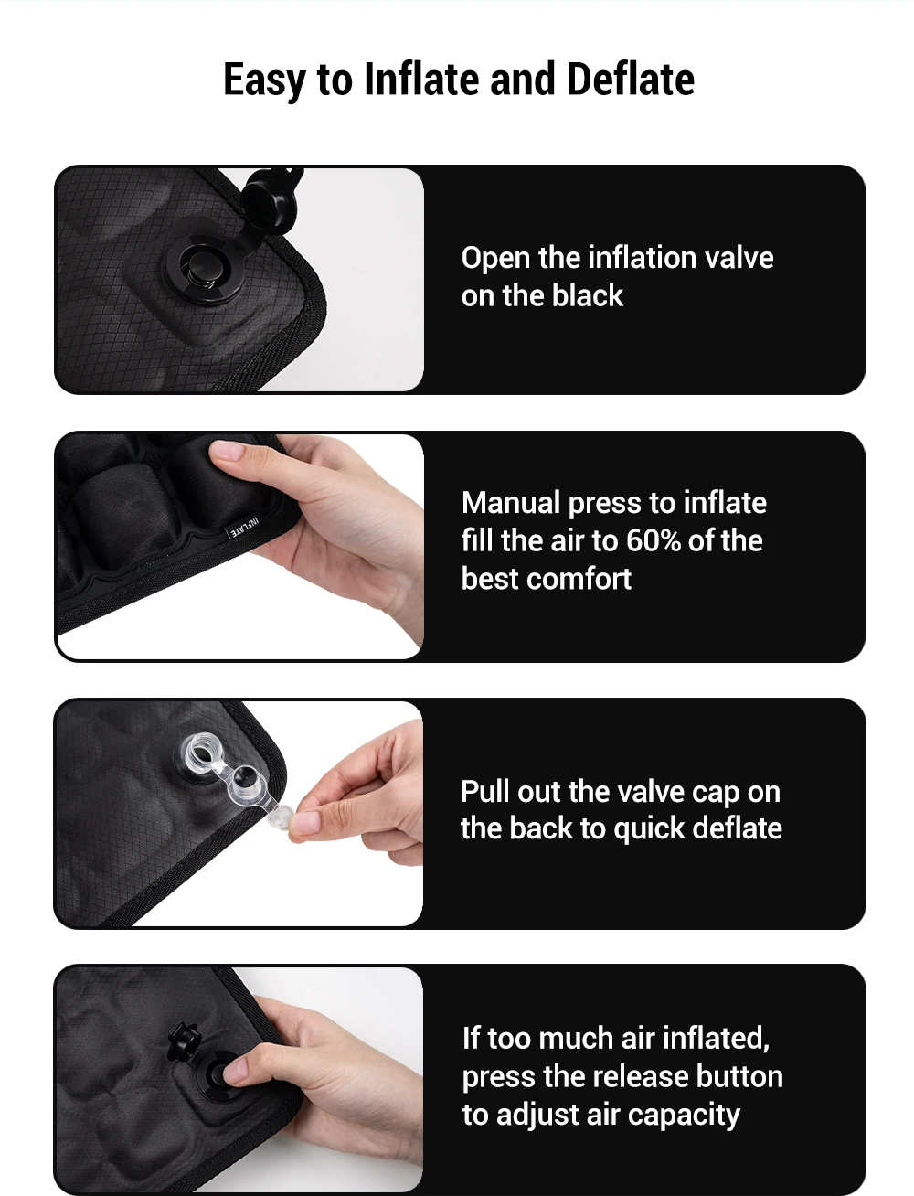 1pc 3D Ergonomic Chair Cushion For Long Sitting, Office Chair Car Seat Cushion, Adjustable Inflatable Cushion