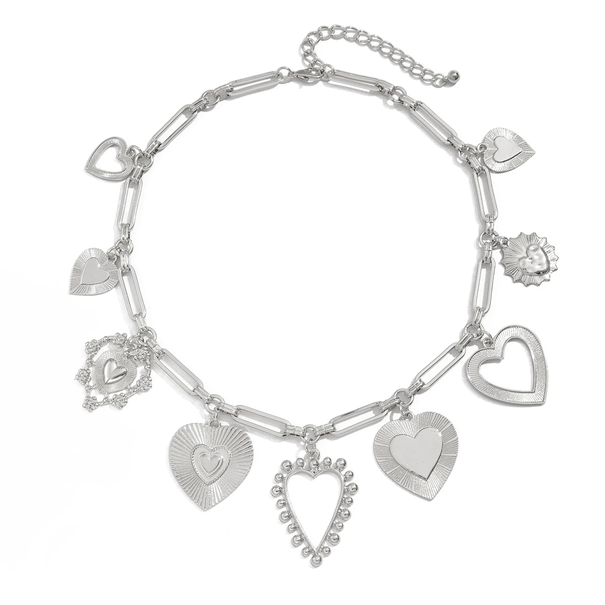 موضة جديدة الذهب اللون مطلي غير النظامية القلب قلادة قلادة للنساء خمر هندسية المعادن المختنق سلسلة مجوهرات الحفلات هدية