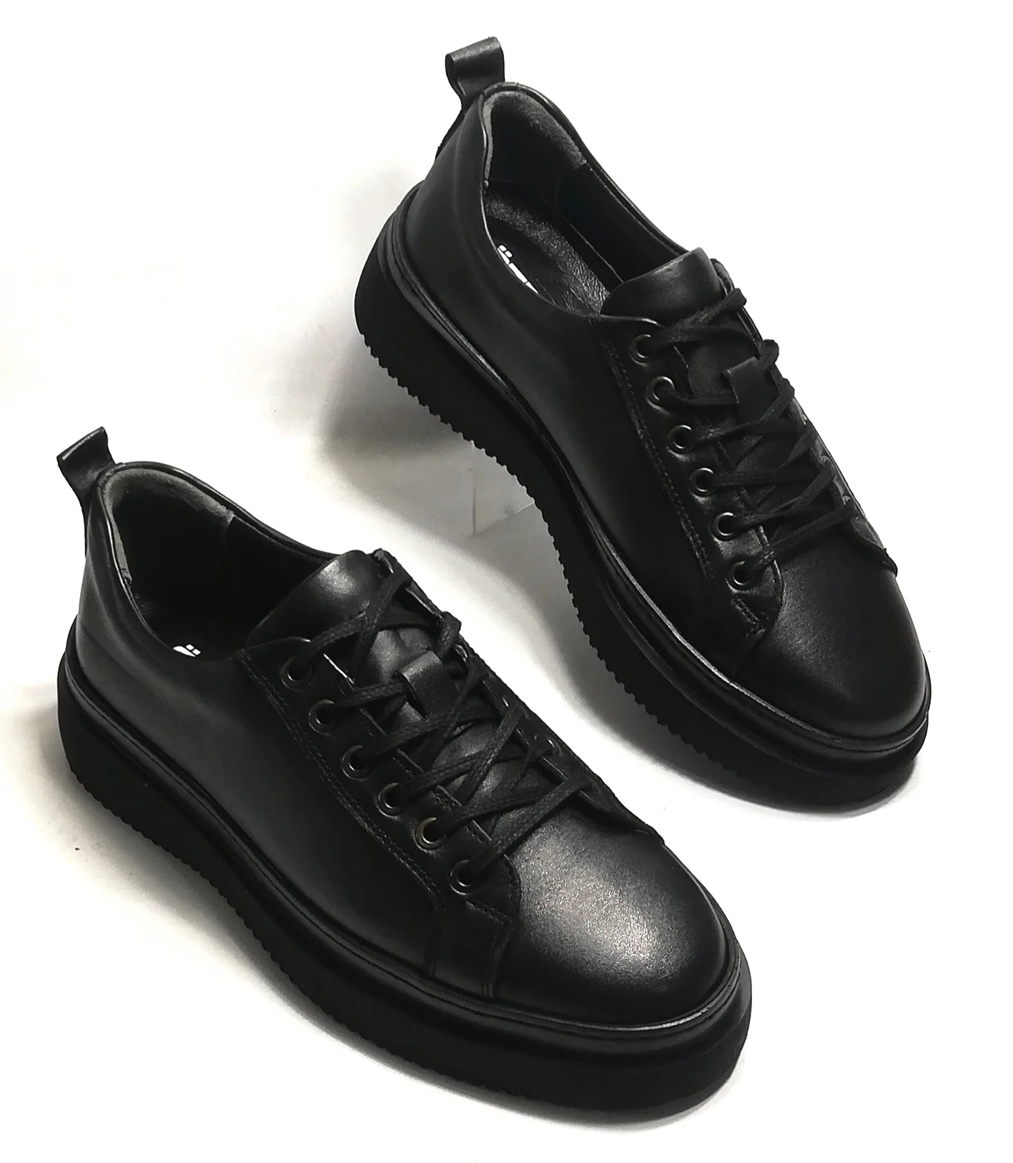 Men's geneine leather black comfortable thick-soled daily first quality shoes new season