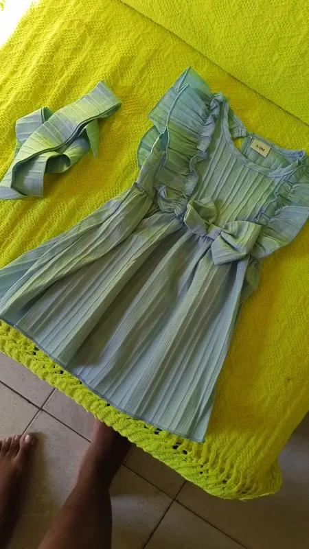 Baby girl Summer Blue dress with Ruffled Edges and Bow, Sweet and Cute Style Dress suitable for 0-3 Year old Cute Baby girls photo review