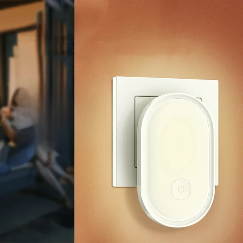 Lampka nocna LED kinkiet wtyczka EU sterowanie światłem indukcyjna oszczędność energii ochrona środowiska lampa do sypialni Home Decor — zdjęcie 2