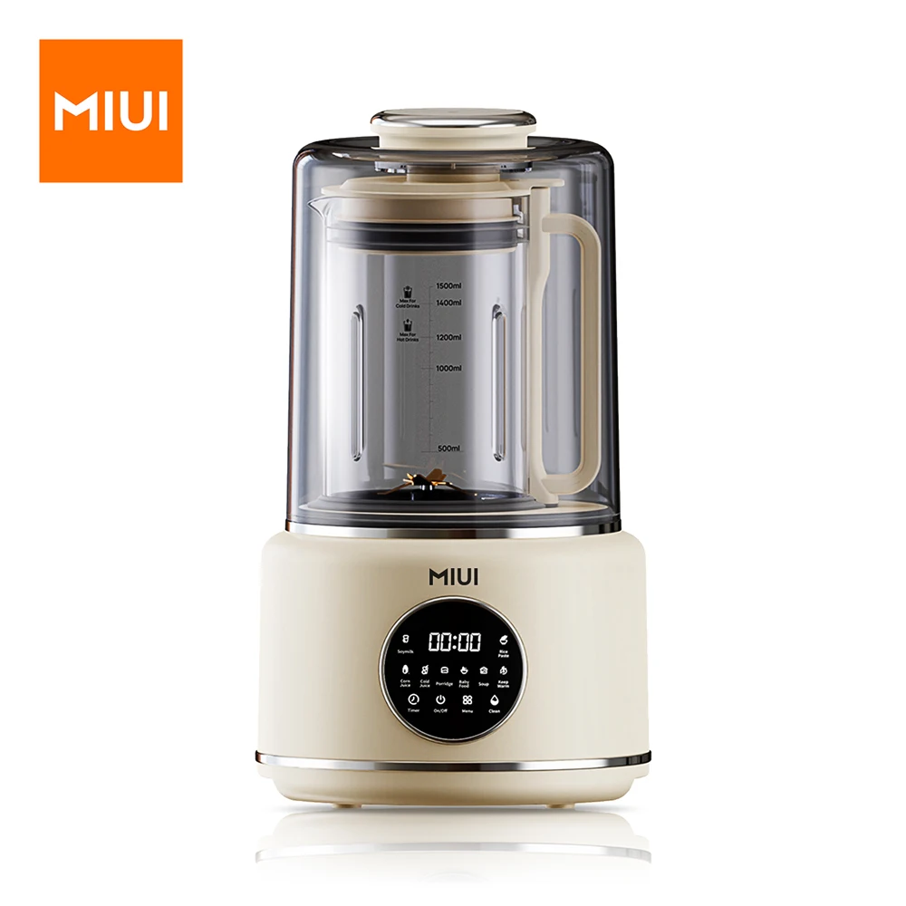 MIUI 1.5L Quiet Blender Low Noise Food Processor Soundproof Heat Milk Soup Quiet Smoothie Blender for Home Kitchen Self-Cleaning