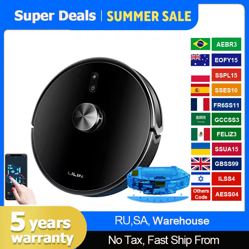 Liectroux / LILIN X6 Robot Vacuum Cleaner,Laser System,Wet Dry Mopping,6500Pa, Multi-Floor Map,Zone Cleaning,APP Restricted Area