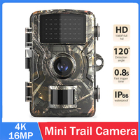 Outdoor Mini Trail Camera 4K HD 16MP 1080P Infrared Night Vision Motion Activated Hunting Trap Game IP66 Waterproof Wildlife Cam