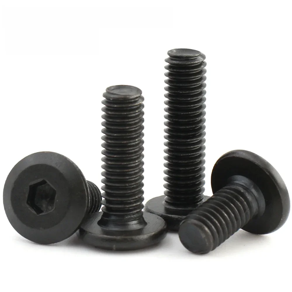 10/ 20/ 50 pièces M3 M4 M5 M6 M8 noir acier au carbone hypoténuse tête plate douille hexagonale vis d'entraînement vers le bas vis de meubles latérales