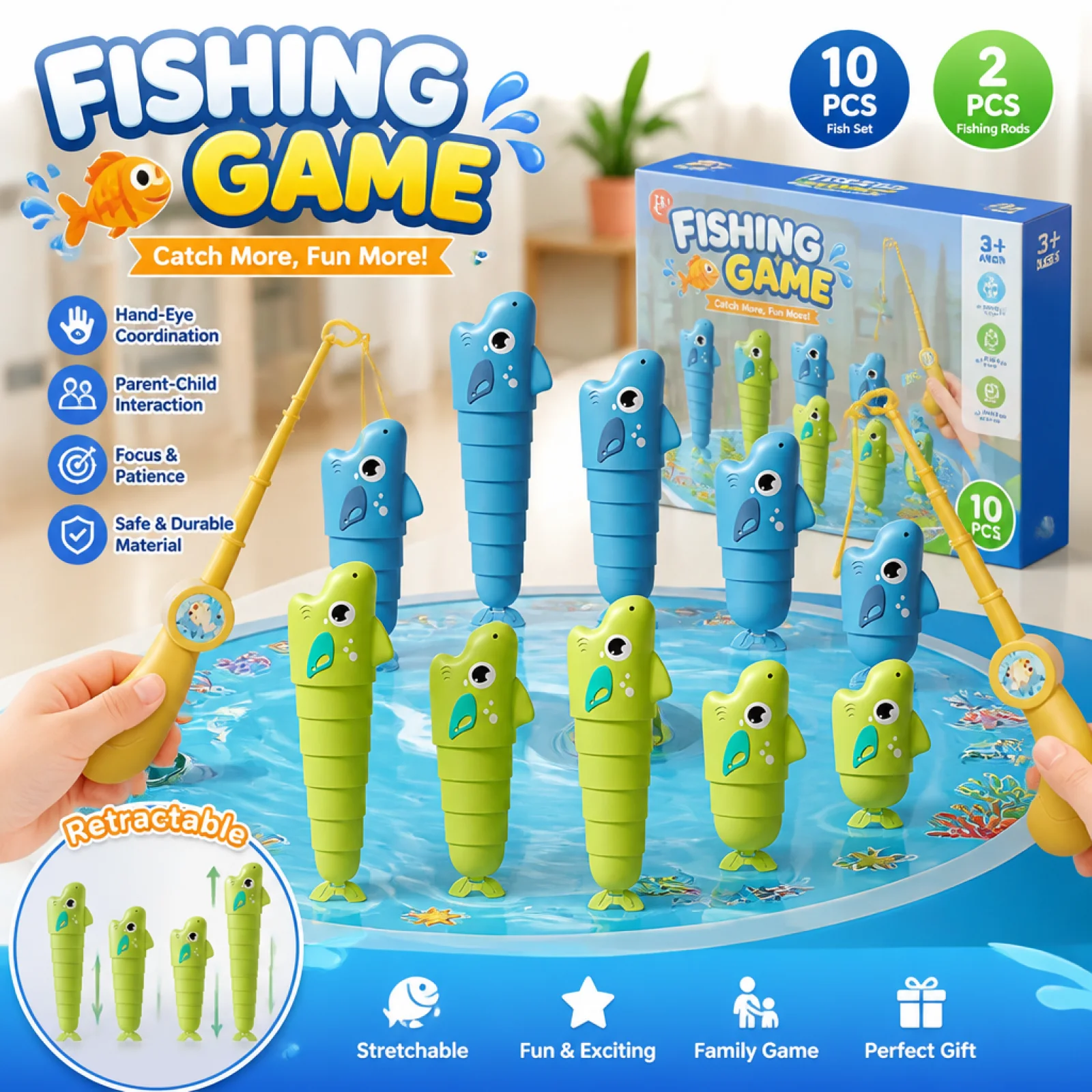 

Portable Fishing Toy for Kids Ages 3-5 - Educational Insights Reel Big Catch Family Outdoor Activity Game Set - Boys & Girls