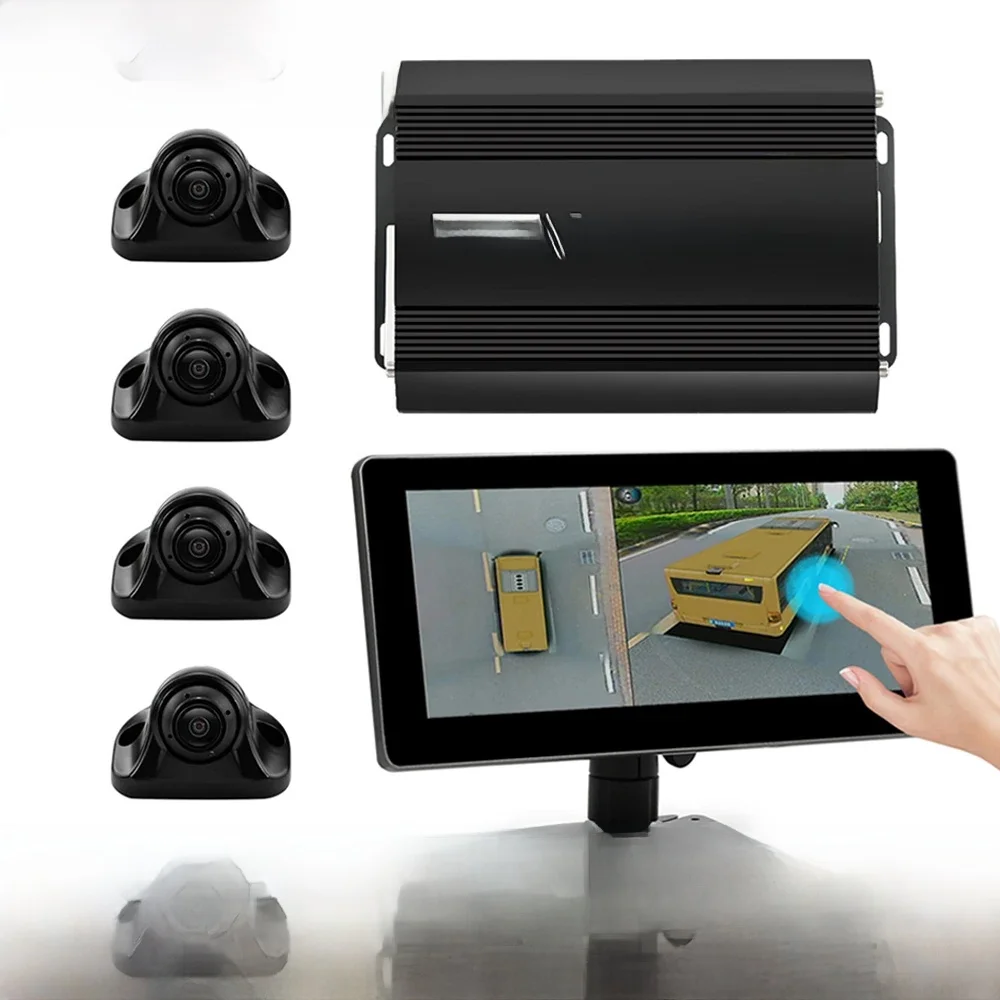 Carsanbo 360 °   Panorama Kamera z widokiem z lotu ptaka System samochodowy Rejestrator 3D 1080P z ekranem dotykowym 10,25 cala do autobusu Ciężarówka RV Motorhome — zdjęcie 2