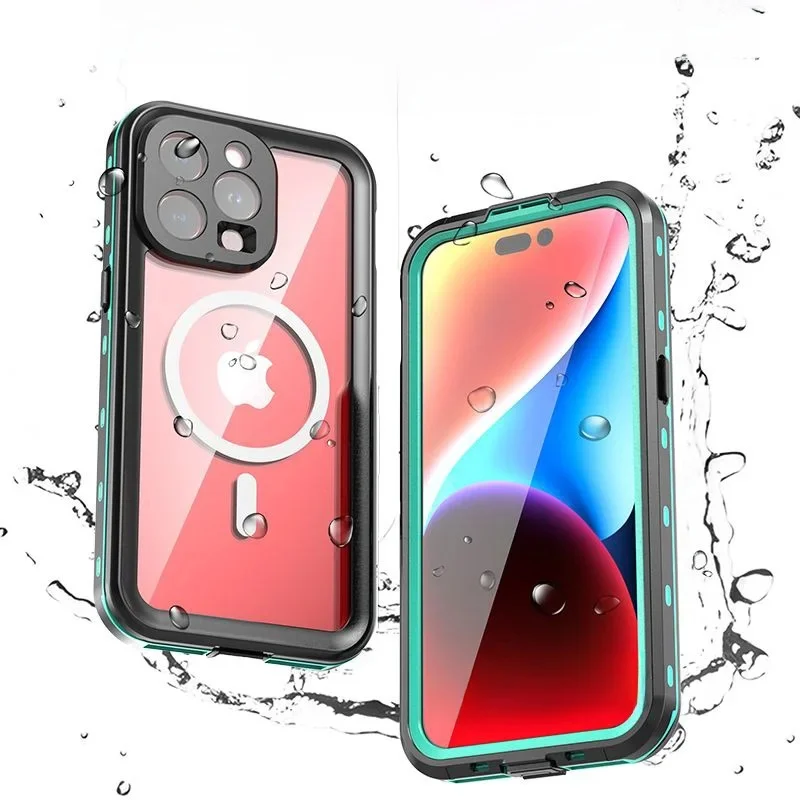 Magnetyczne ładowanie IP68 Wodoodporne etui do Apple iPhone 16 15 14 13 Pro Max Plus Pokrowiec odporny na upadki Nurkowanie Pływanie Sport na świeżym powietrzu — zdjęcie produktu 7
