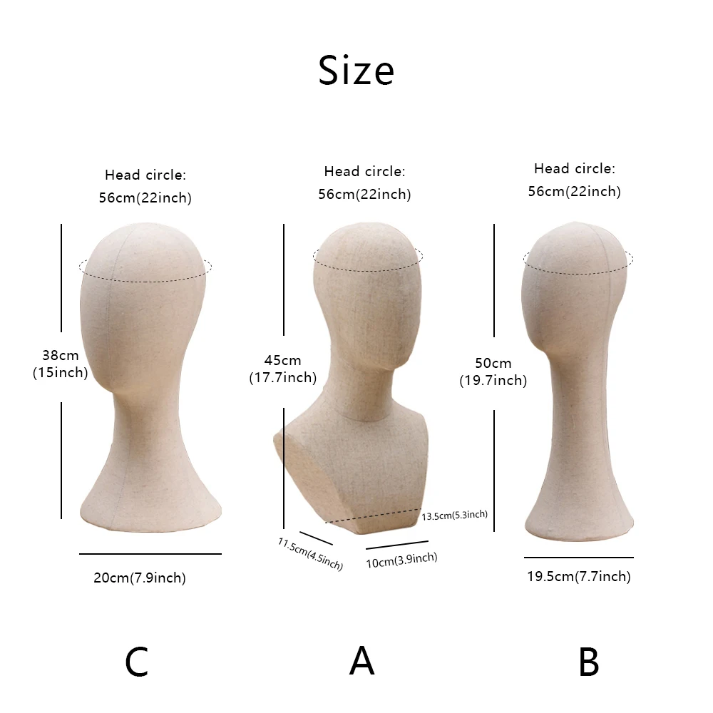 DE-LIANG Canvas Head Mannequin Form, Fully Pinnable Vintage Cloth,  Hat Stand/Display, Lace Wig