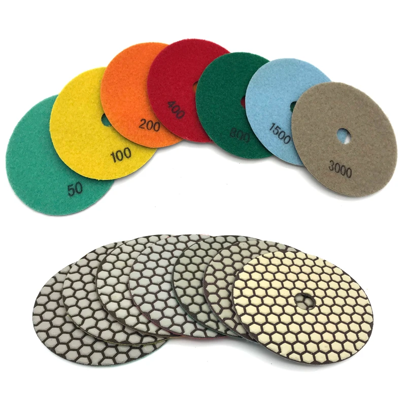 Monkey King 5 Inch 125mm Diamond Dry Polishing Pads for Granite Marble Concrete Stone Sanding Disc Floor Countertop 3 PCS