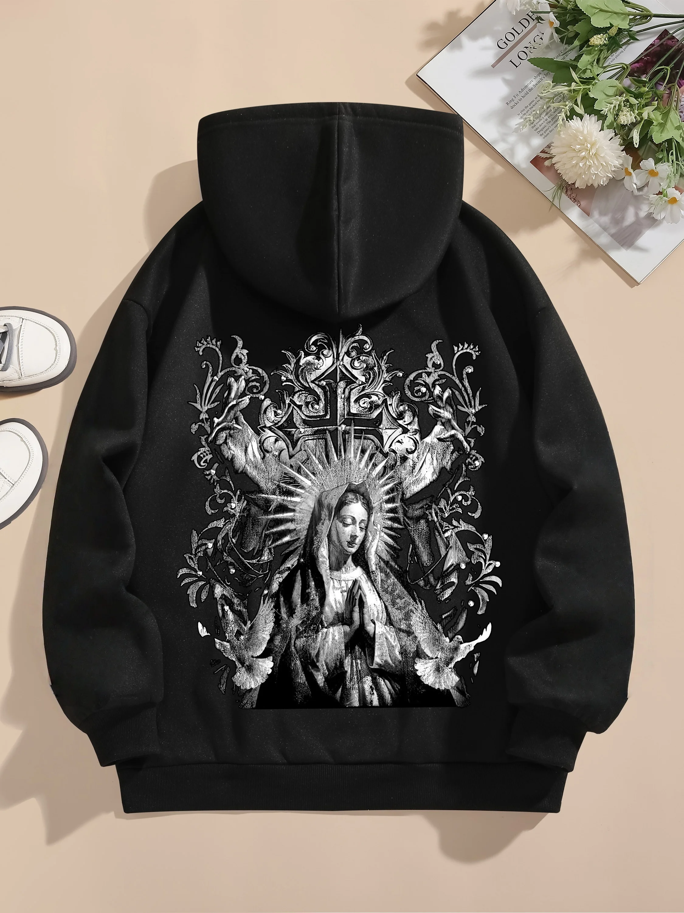 

Новая женская толстовка с принтом Faith, толстовка с круглым вырезом и длинными рукавами, подходит для весны и осени, повседневный модный спортивный топ