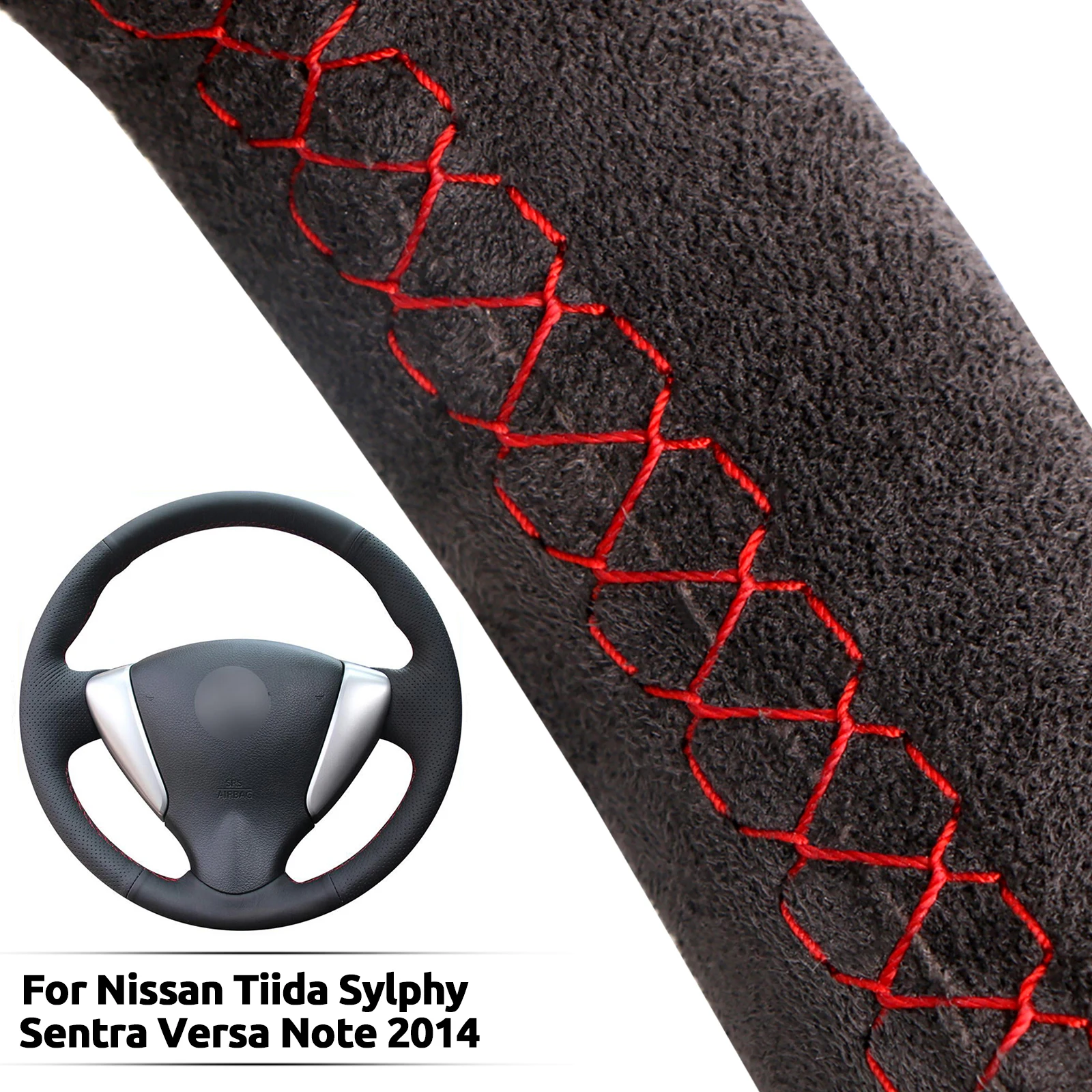 

Suede Car Steering Wheel Cover For Nissan Tiida Sylphy Sentra Versa Note 2014 Luxury Custom Soft Leather Auto Accessories