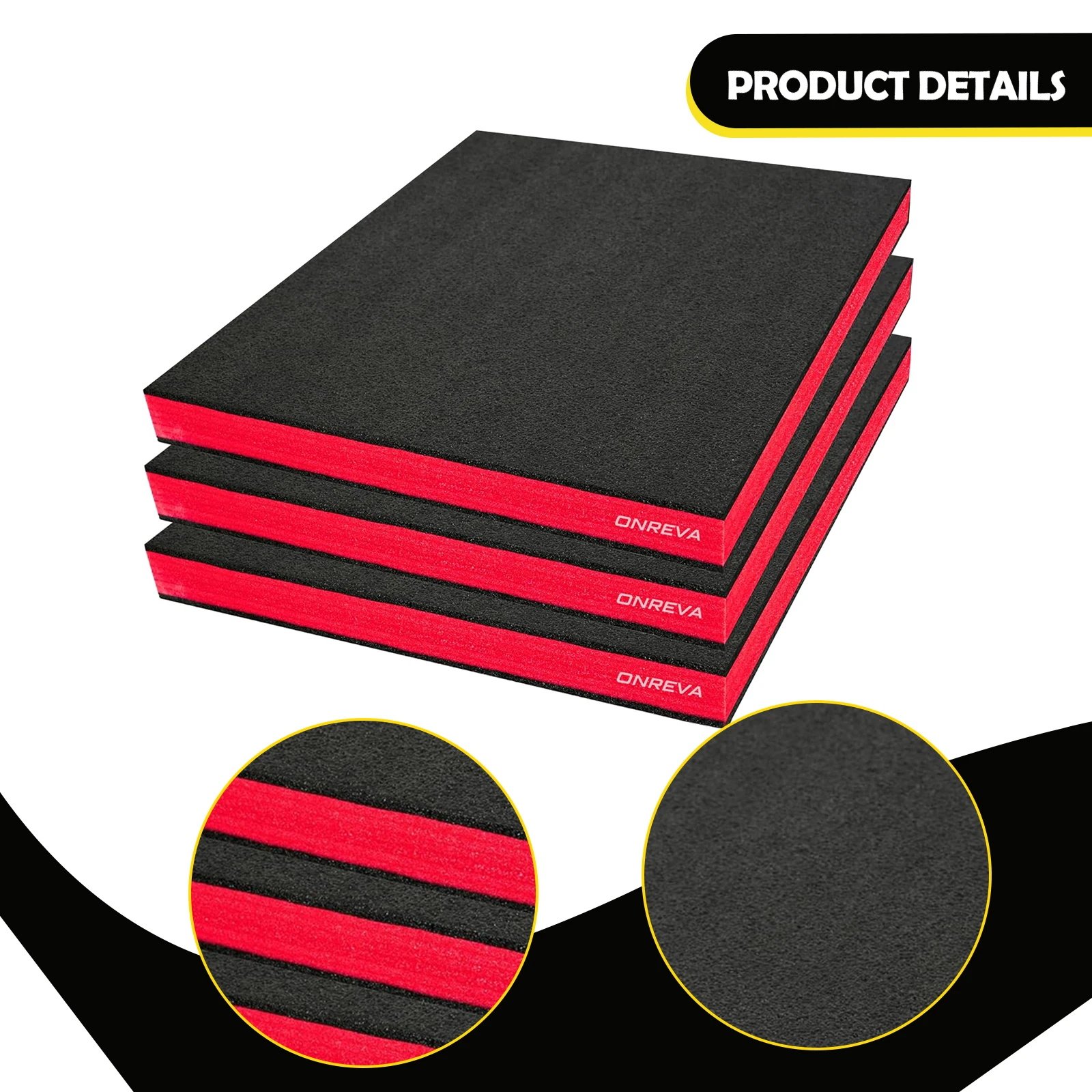 3 Stück Werkzeugkasten-Schaumstoffeinlagen, Schaumstoffplatten für Modellbau, Transport, Handwerk, Aufbewahrung, für Werkzeugkasten, Hartschalenkoffer, Tischplatte – Detail 4