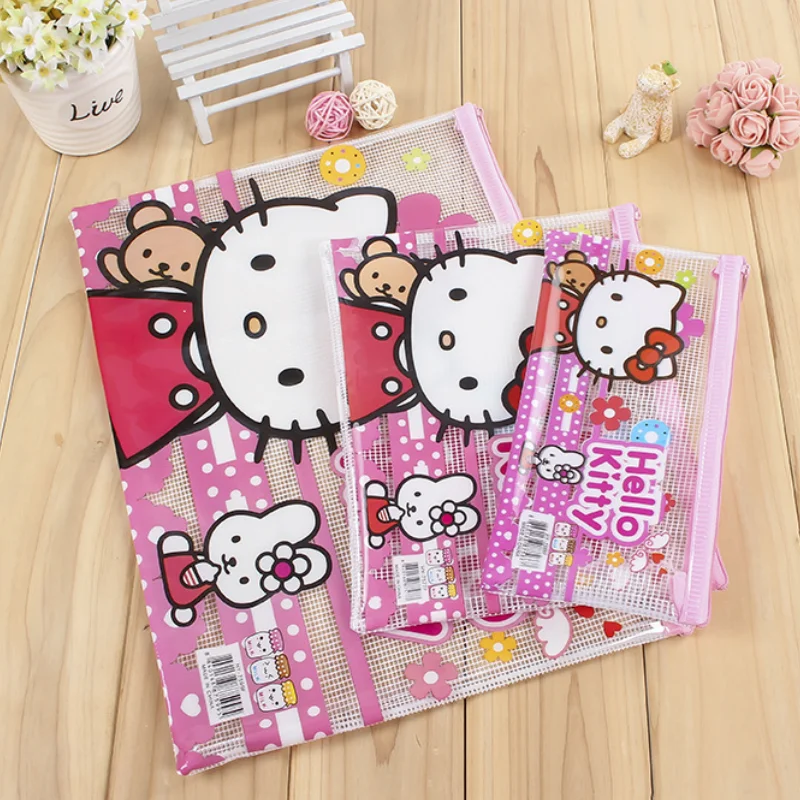 PVC hello kitty Wide-Opening Pencil Pen CaseLightweight & Spacious Pencil Pouch Zipper Stationery Bag Aesthetic Supply