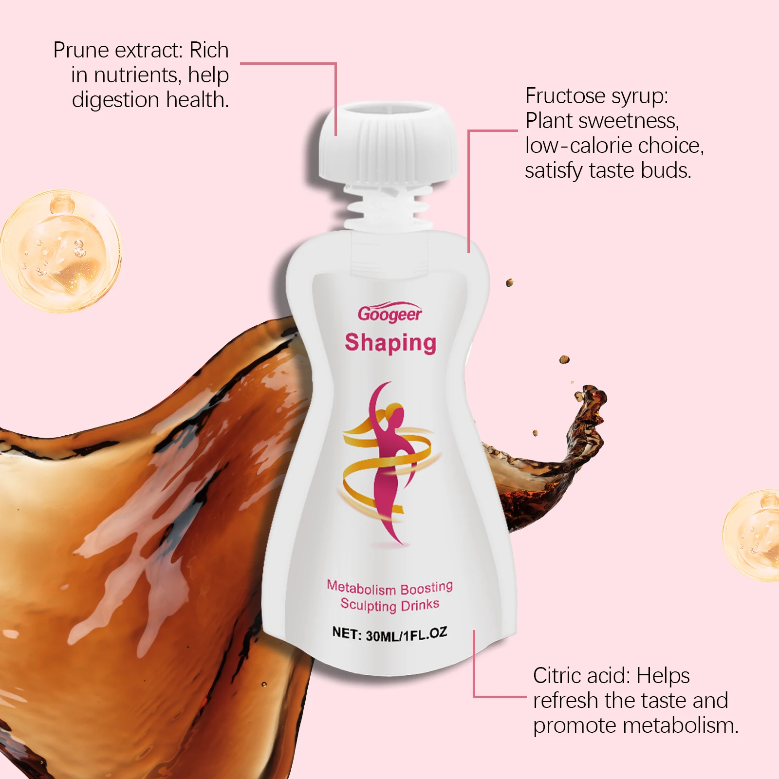 Googeer 150 مللي مشروب الجسم التخسيس تعزيز التمثيل الغذائي حرق الدهون مناعة الطاقة دعم فقدان الوزن تشكيل منحنيات الجسم شرب