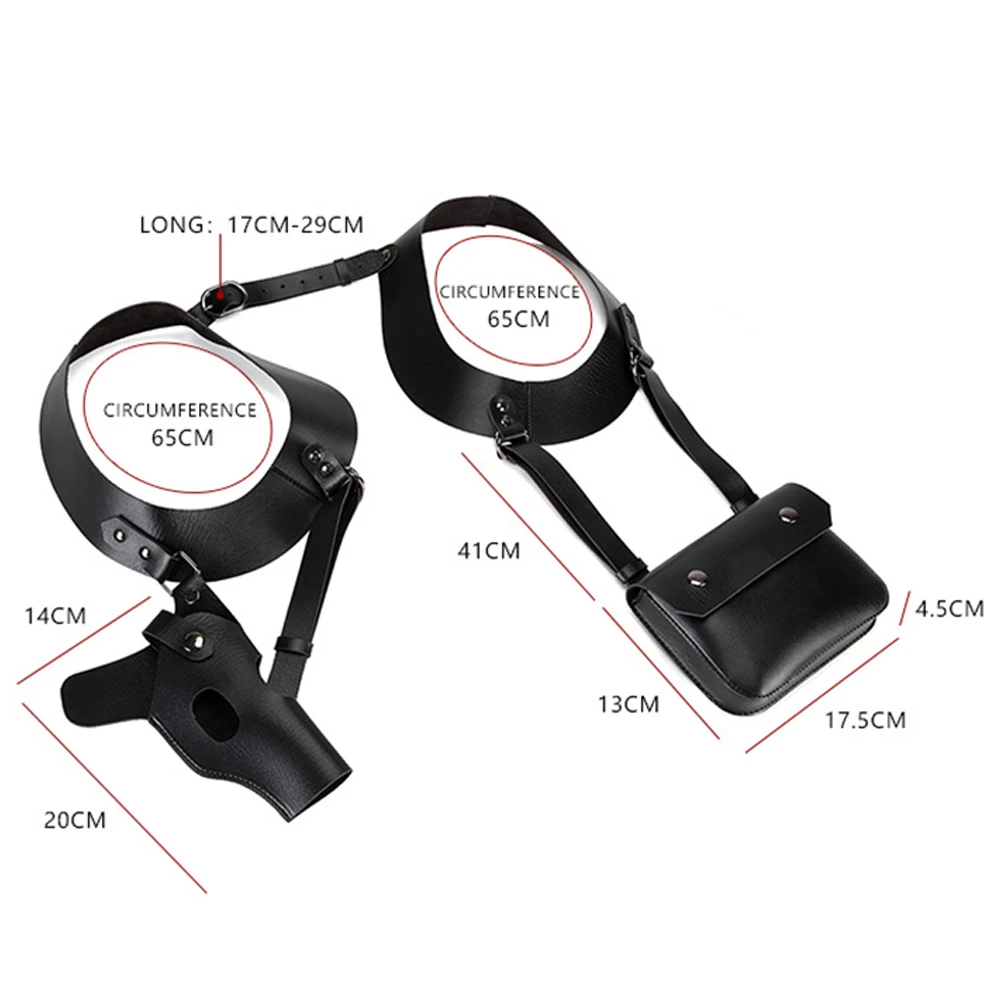 جديد التكتيكية حقيبة صدر للرجال مسدس الادسنس أخفى العالمي تحت الإبط الحافظة في الهواء الطلق تأثيري فيلم التلفزيون المرحلة الجلود بندقية حقيبة #5