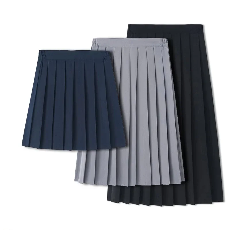 Preppy Black XS - 5XL Plisowana Mini Spódniczka Krótka Damska Letnia Jesienna Uniformowa Spódnica z Wysokim Stanem do Kolan Saia Feminina — zdjęcie 2