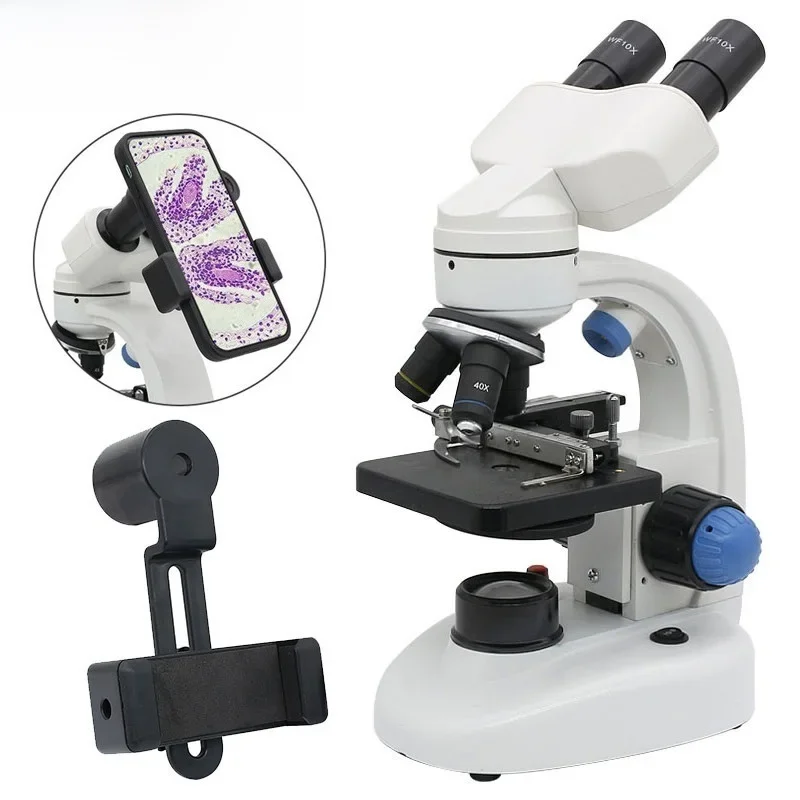 Mikroskop biologiczny 2000X z klipsem do smartfona HD podświetlany monokularowy/mikroskop dwuokularowy narzędzia do eksperymentów studenckich — zdjęcie 2