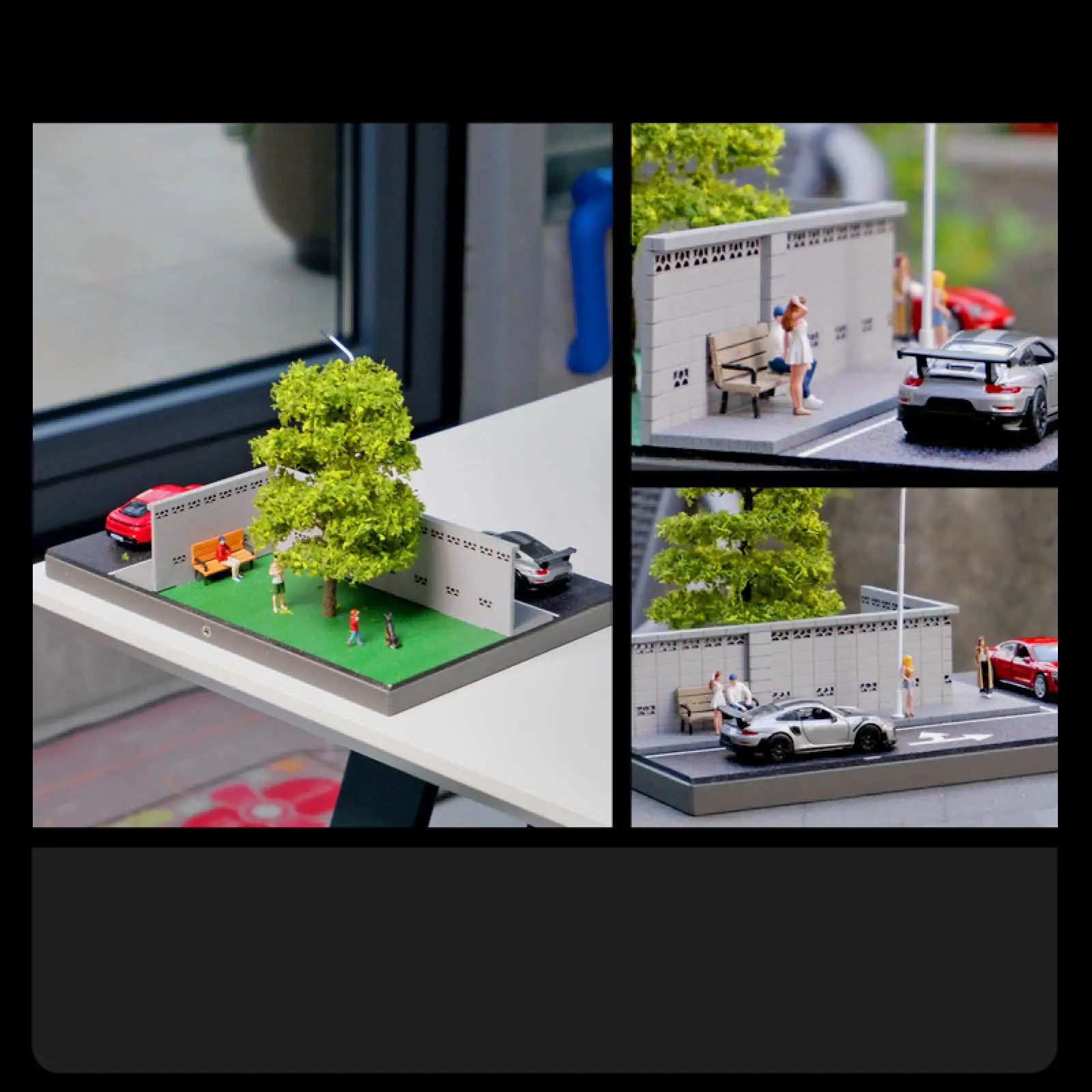 Modello di scena in miniatura in scala 1/64 con lampione regalo Scena di angolo di strada Modello di simulazione Puntelli per foto Decorazione ornamentale