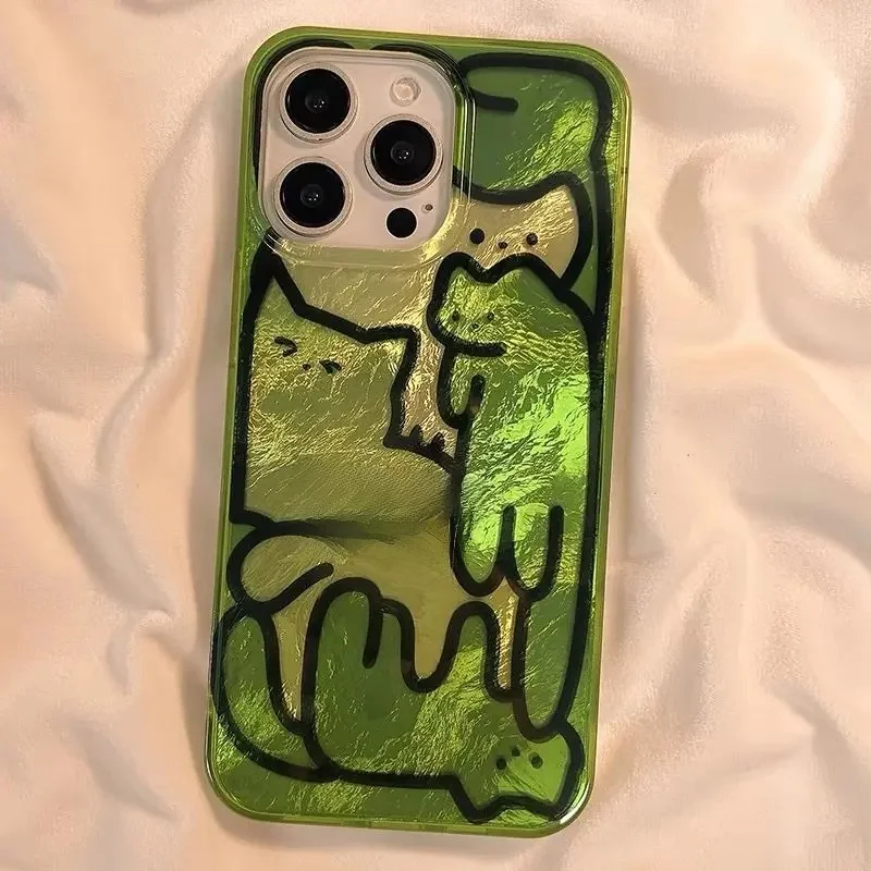 Coque de téléphone avec ligne de dessin animé, chat et chien, pour IPhone 17 16 15 14 13 12 11 Pro Max 16E XS XR X SE 7 8 Plus, joli motif Animal