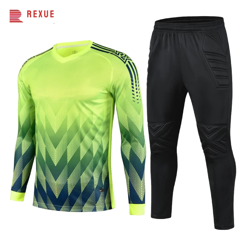 Men Football Goalkeeper Uniform 2024 Boy Soccer Long Sleeve Goalie Jerseys Shirt High Impact Protection Sweat-Wicking Athlete