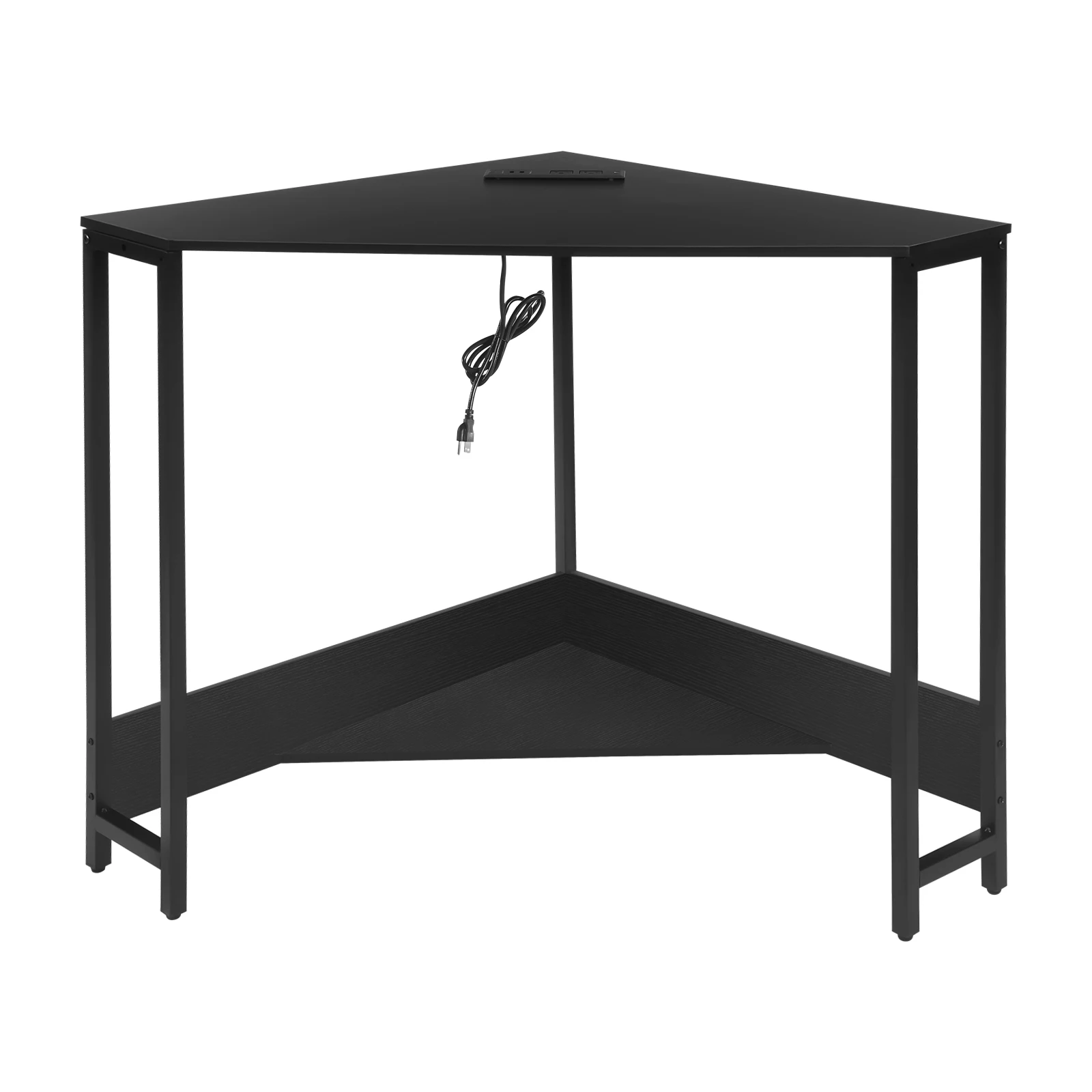 Mesa de canto preto com tomadas, mesa pequena, mesa para espaço pequeno, escritório, área residencial, dormitórios estudantis