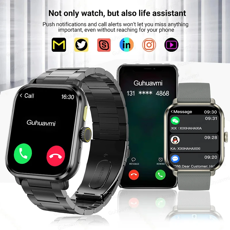 HD Voice Call Women Smartwatch 1.85\'\' AMOLED Screen Full Touch Watch Ladies Heart Rate Blood Glucose Monitor Smart Watch For IOS