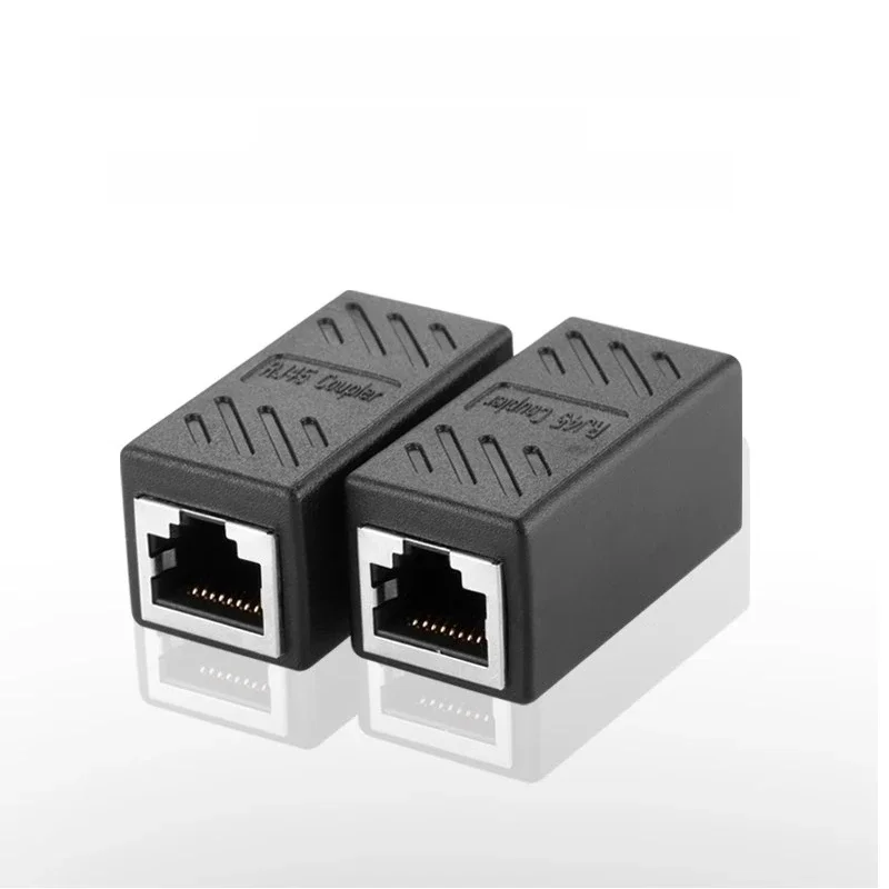 Paire de câbles réseau, adaptateur d'extension de connecteur RJ45, réseau Gigabit double passage, tête en cristal, adaptateur haut débit, Interface droite T