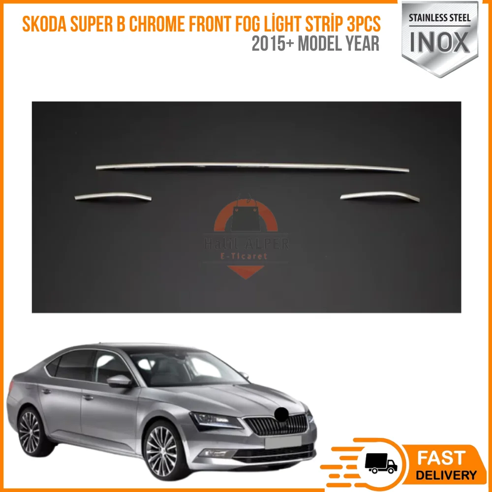 For Skoda Super B chrome front fog light strip 3PCs 2015 and up. Stainless steel. ISO9001/2008 A + quality reasonable price