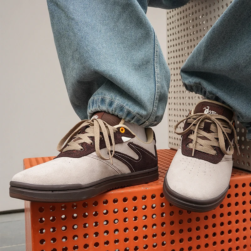 أحذية Goluck Ants Cupsole من جلد الغزال للتزلج، أحذية رياضية أنيقة مغلفة، مريحة ومتينة