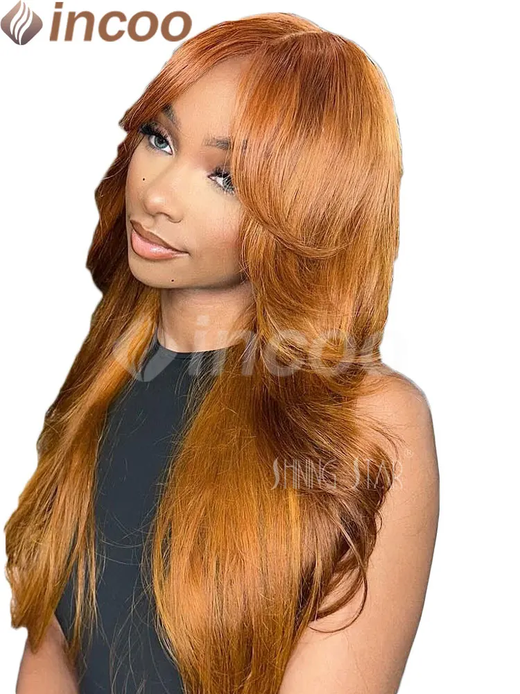 

34" Ginger Blonde 13X6 Lace Front Wig 13X4 Bone Straight Human Hair Wigs Transparent Brazilian Human Hair Lace Frontal Wig Women