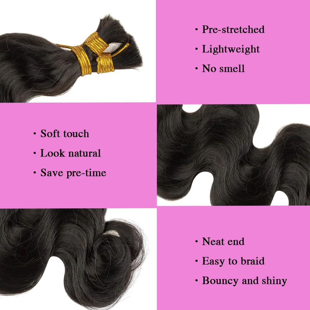 Human Hair Braiding Hair Body Wave Natural Black DIY Hairstyle 100% Unprocessed Human Hair Extensions Healthy And Comfortable