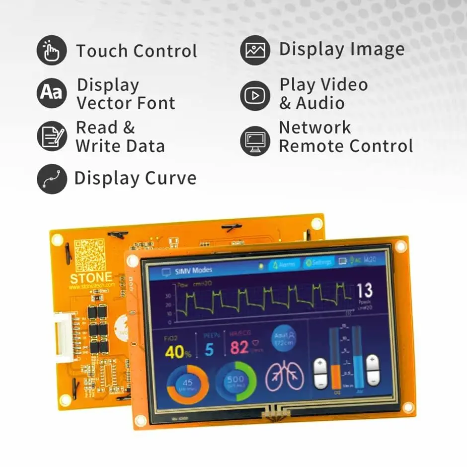 Steen 5 Inch Tft Lcd Module Met Controller + Programma + Touch + Uart Seriële Interface