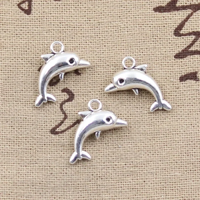 20 sztuk Charms piękny delfin 18x11mm antyczny brąz kolor srebrny wisiorki dokonywanie DIY Handmade tybetański srebrny kolor biżuteria — zdjęcie 2