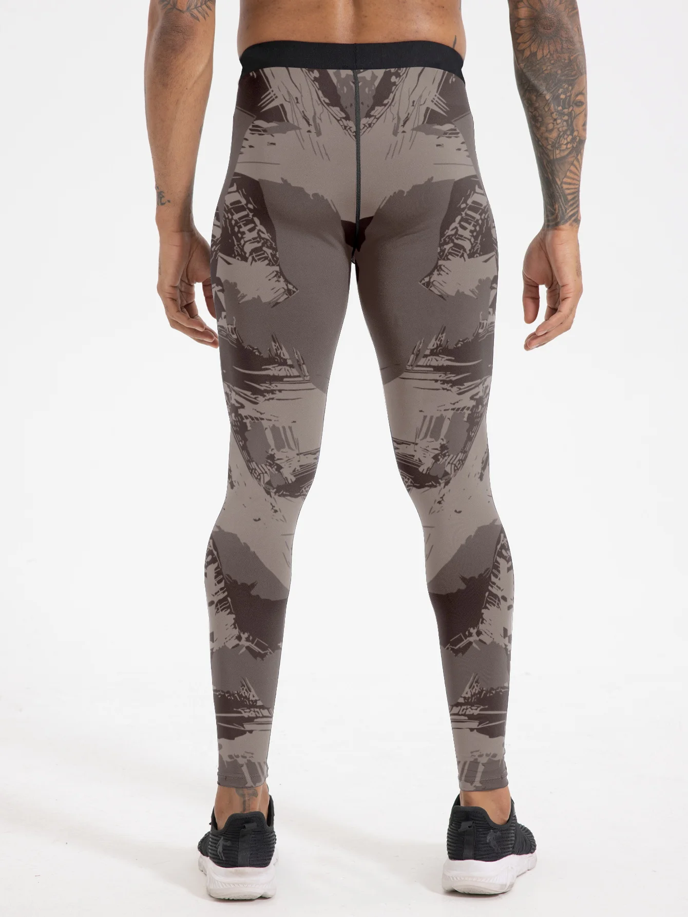 Leggings a compressione da uomo per corsa all'aperto Leggings sportivi con stampa digitale con poliestere ed elastico elasticizzato