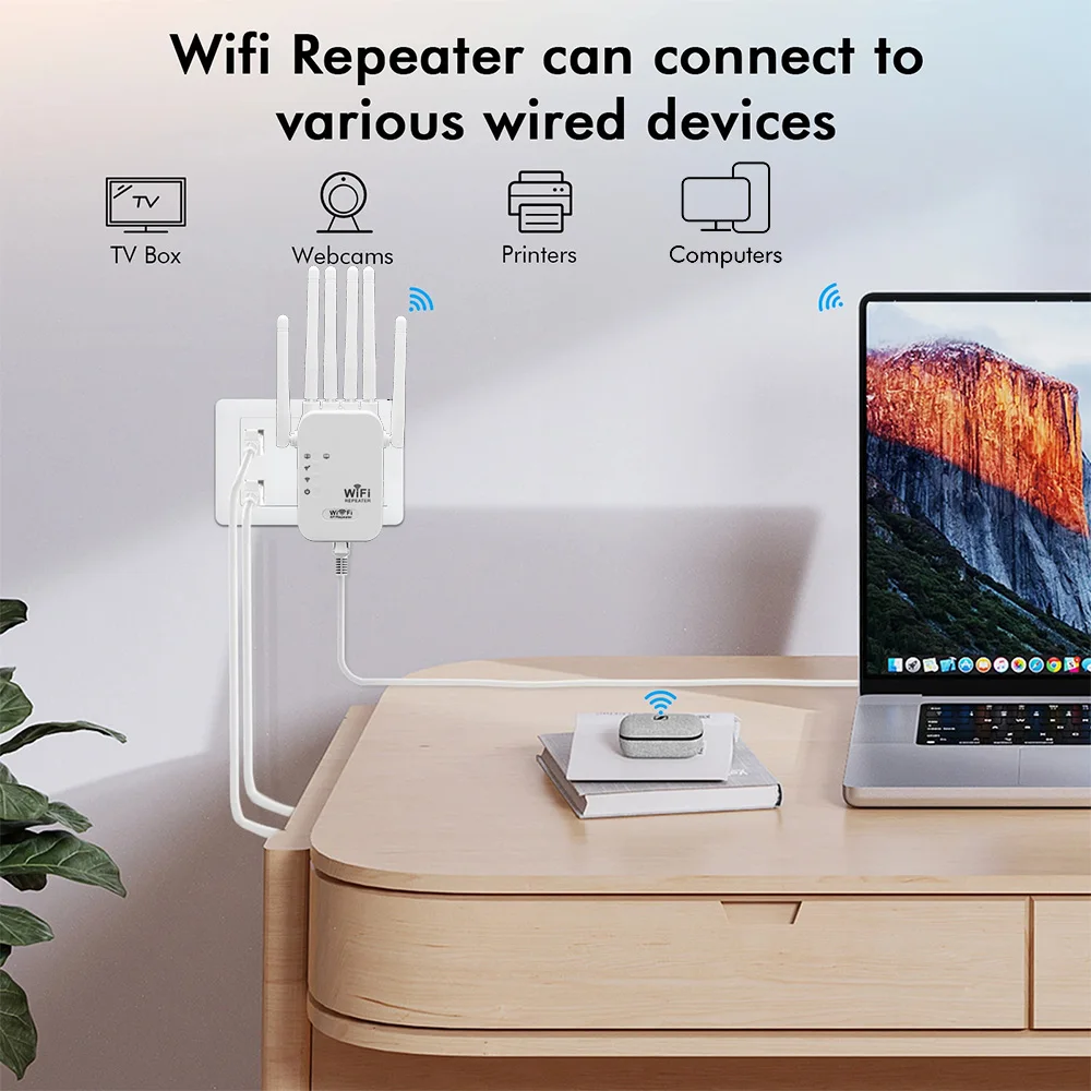 1200Mbps Wireless WIFi Repeater WiFi Extender Signal Amplifier Dual-band 2.4GHz/5GHz WiFi Enhancer For Home and Small Office