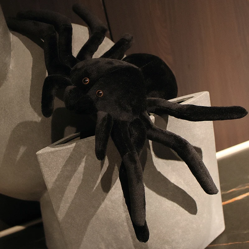 Giant Black Spider Plush Super Soft Stuffed Animal, Vintage Holloween Cute Realistic , Creepy Decor