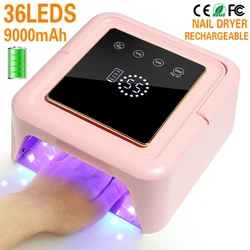 2024 Upgraded 128W Rechargeable Nail Lamp High Capacity 9000mAh Nail Dryer Machine UV Light for Nails Wireless Nail UV LED Lamp