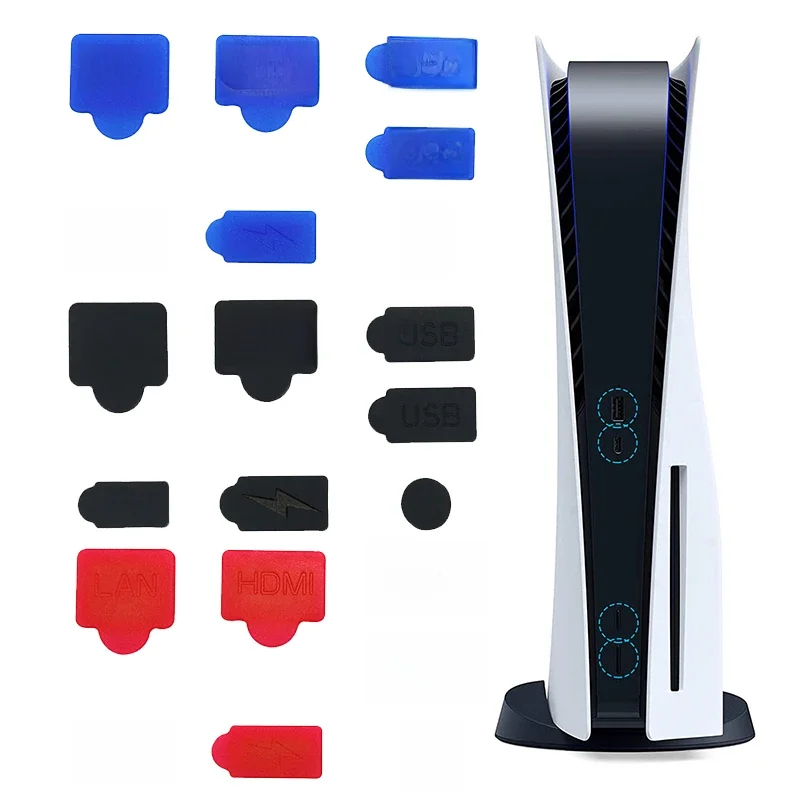 Bouchon Anti-poussière pour console de jeu PS5 7 pièces/ensemble protecteur Anti-poussière en Silicone couvercle Anti-poussière prise Anti-poussière pour accessoires de Console de jeu PS5
