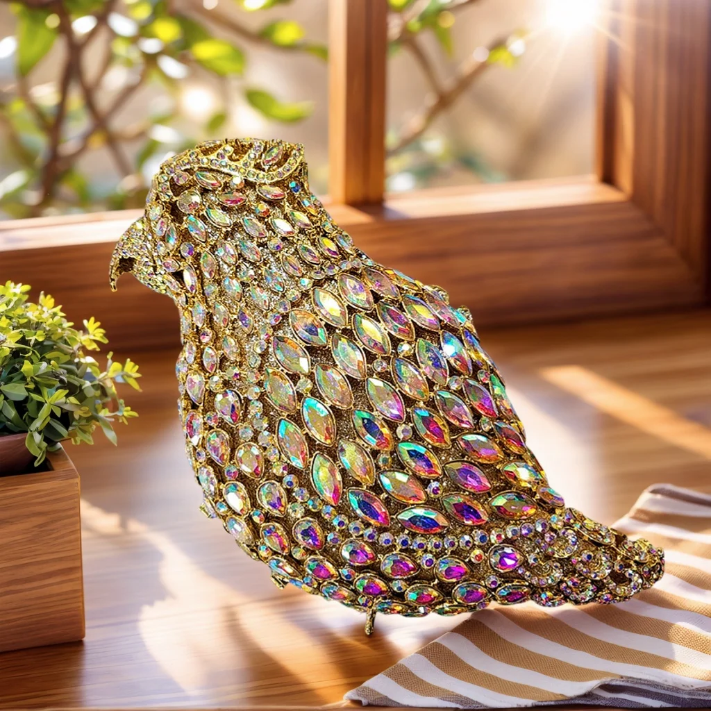 Parrot Rhinestone Evening Purse for Women Bird Animal Crystal Clutch Bag Cocktail Party Handbag for Wedding