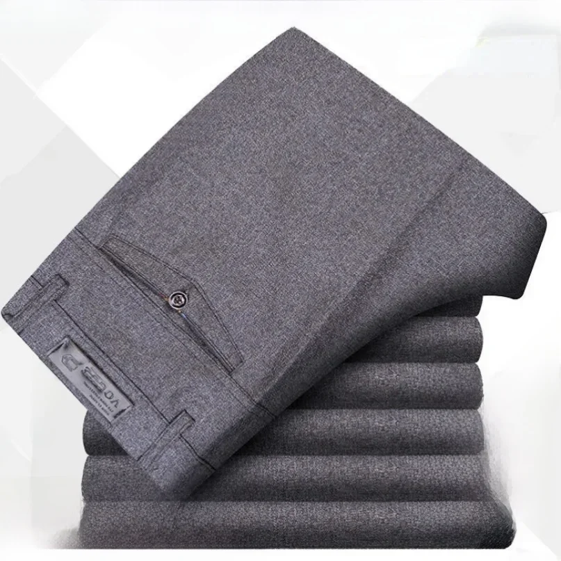 RIYBEOE-Pantalon décontracté mince pour homme, droit, formel, long, surintendant, adulte, solide, document, design plat, trempé, affaires, été, optique, automne