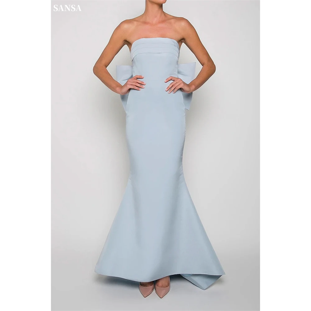 

Sansa Customized Minimalist Sleeveless Backless Mermaid Prom Dress Bow Strapless Vestidos De Noche Floor-Length Formal Evening