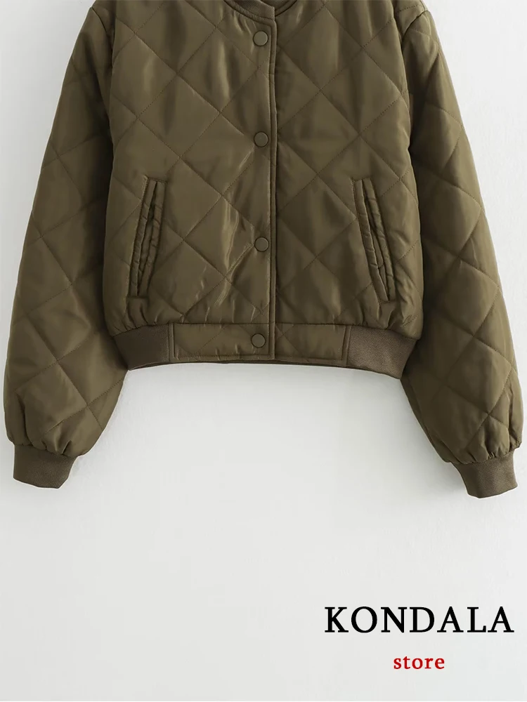 KONDALA Chic Trendy Solid Army Green Zipper Jacket Fashion 2023 autunno manica lunga cappotto nascosto Versatile e confortevole cappotto corto