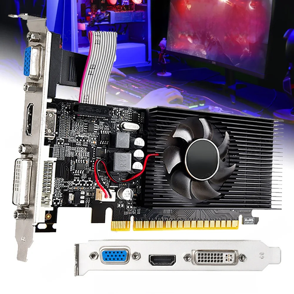 Placa gráfica de vídeo GT730 4GB DDR3, HD, VGA, DVI Port, PCI-E2.0, 16X, Jogos de computador,