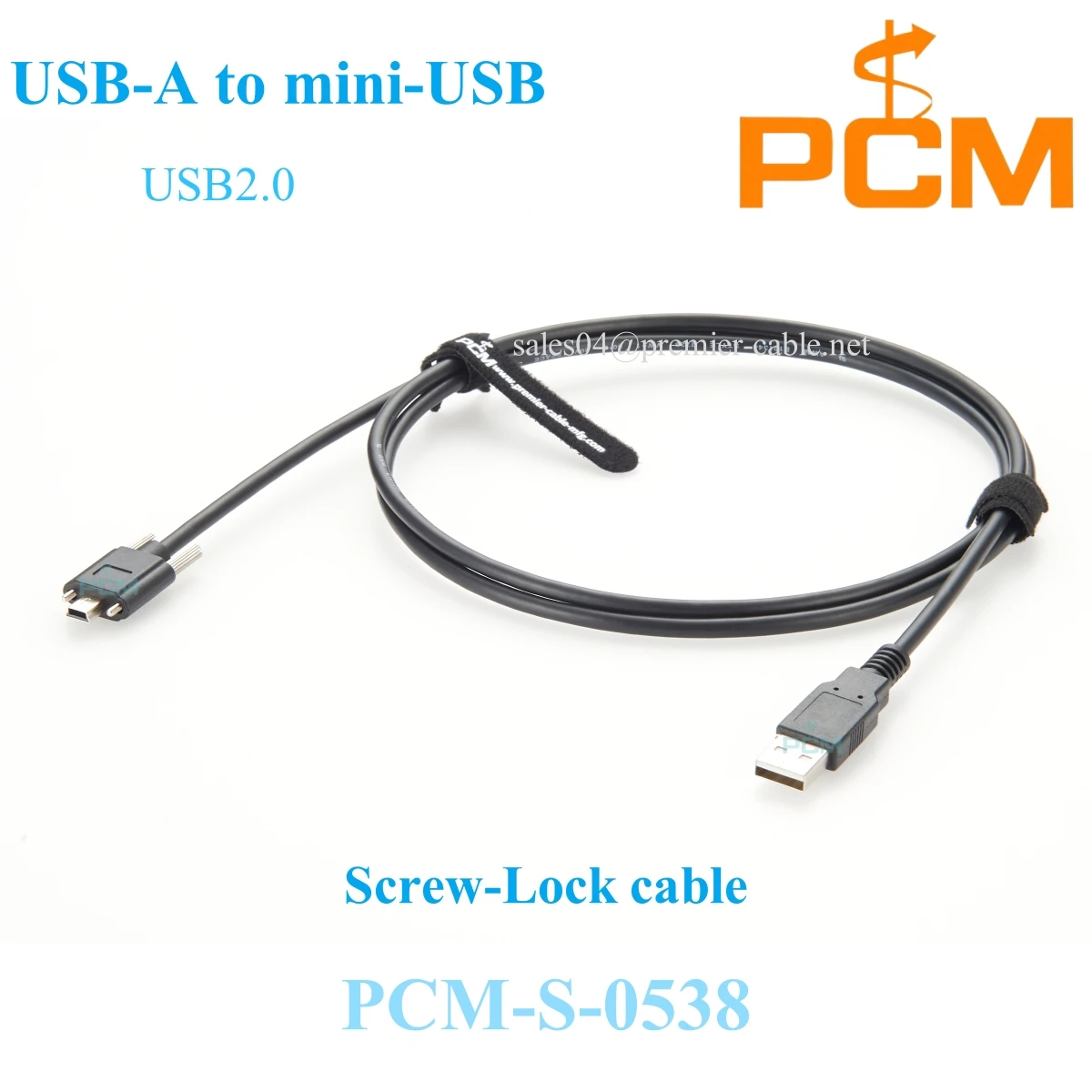 USB to Mini-B Screw Lock Cable, USB2.0 480Mbps USB-A Male to Mini-USB Male Converter, for Charging and Data Transmission