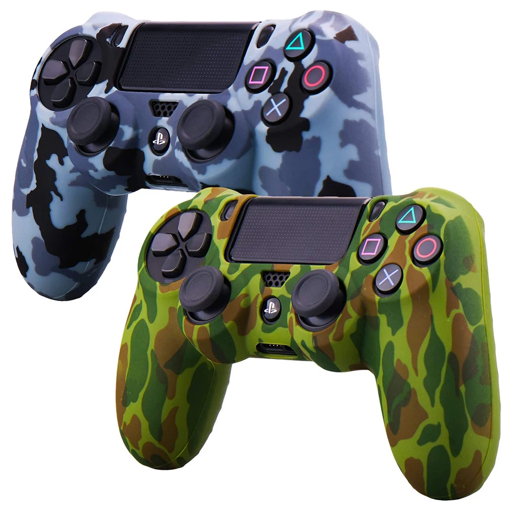 Juste en caoutchouc de silicone pour manette Sony Playstation 4, peau de protection pour manette PS4 Pro Slim, poignées de pouce de contrôle de manette de jeu